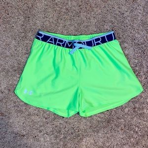 UNDER ARMOUR YOUTH XL NEON GREEN SHORTS